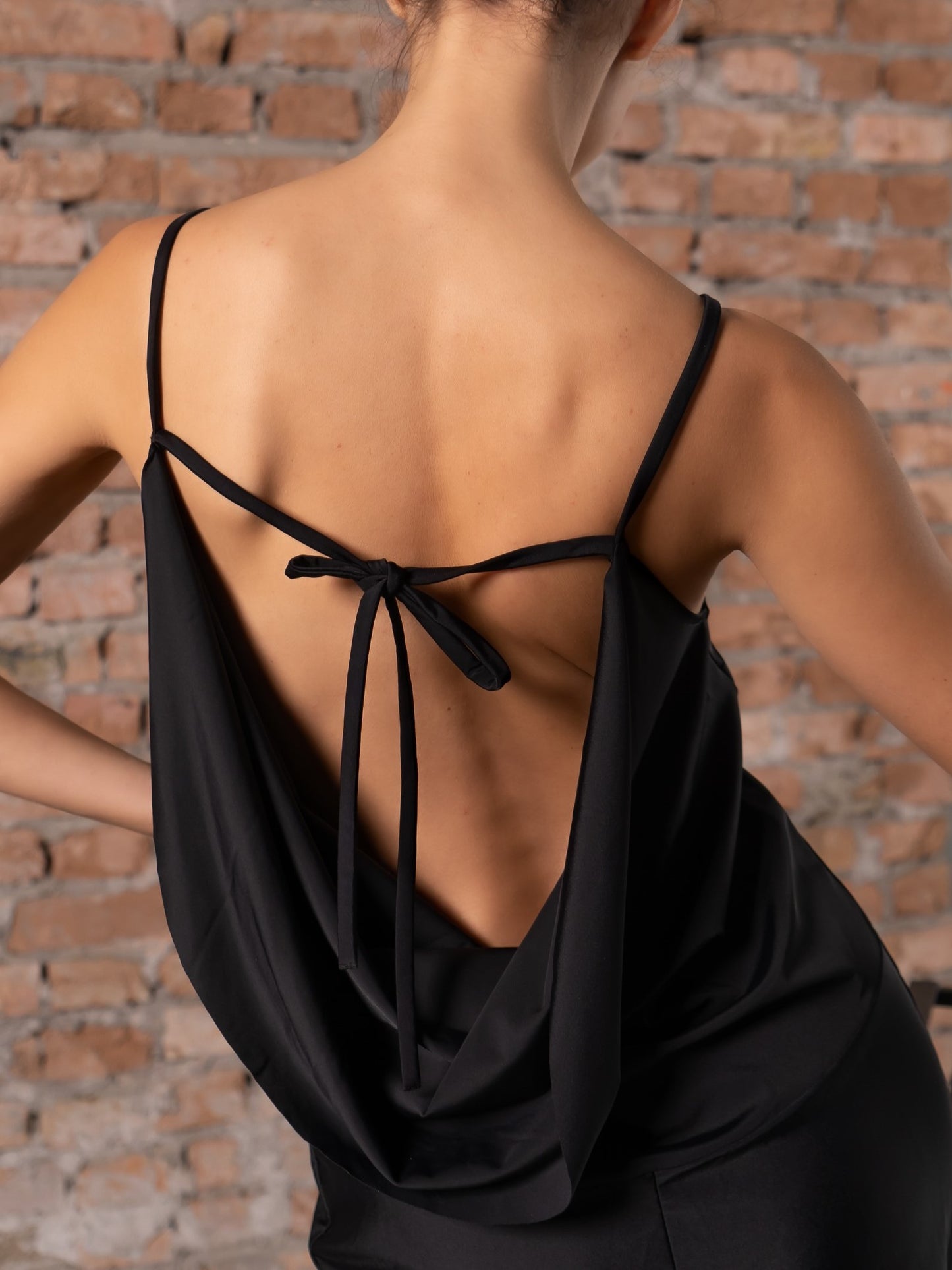 Midi Body-Fit Dress with a Draped Back