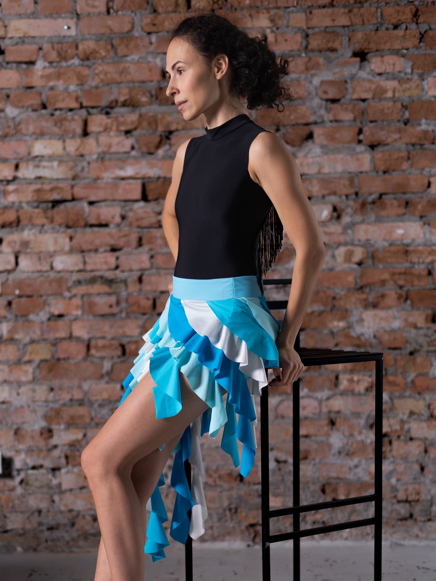 Skirt with Layered-Ruffle Hem