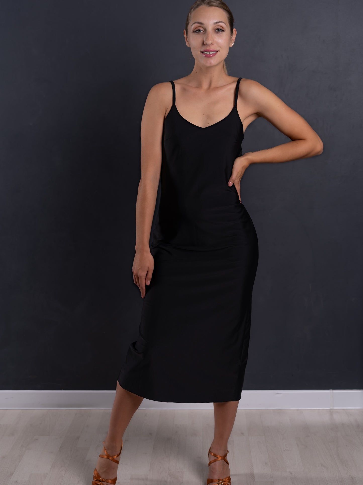 Midi Body-Fit Dress with a Draped Back